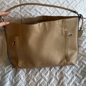 Coach Pebbled Leather Beige, neutral Scout Hobo Shoulder Bag